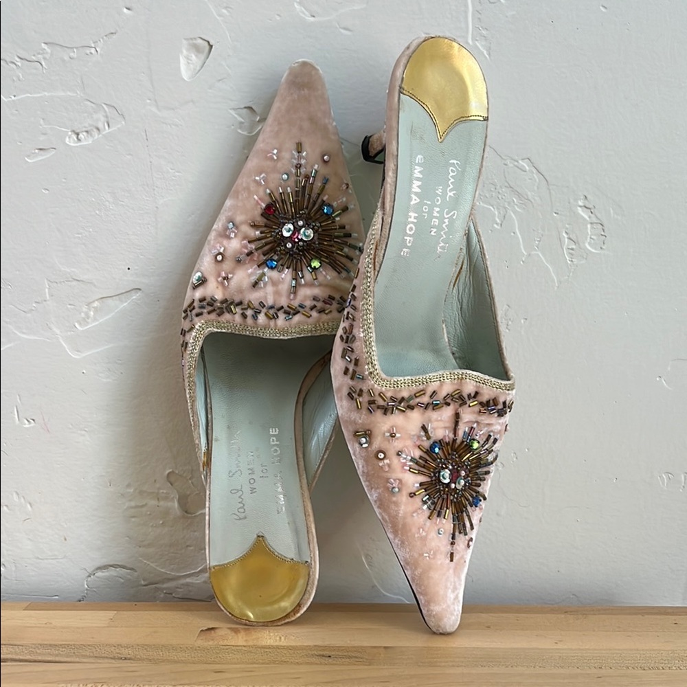 Paul Smith for Emma Hope Embellished Velvet Kitten Heel  size 36